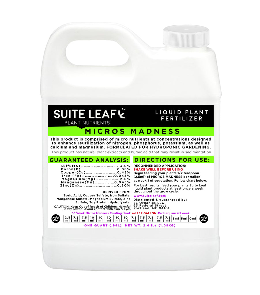 leaf plant fertilizer Micros Madness Liquid Plant Fertilizer – Suite Leaf Plant Nutrients